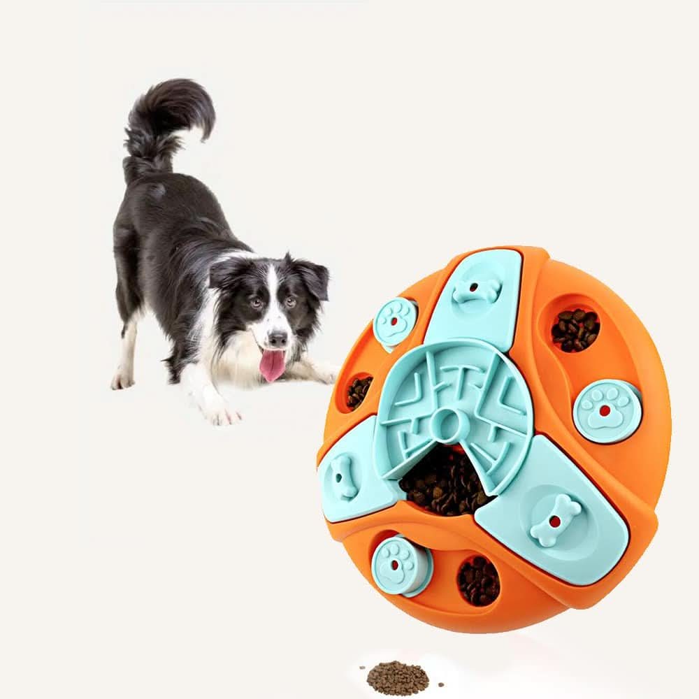 Langsamfutter Puzzlespiel Napf – Interaktiv Gegen-Schling-Napf Für Hunde Mit Dreh & Leckerli-Spiel