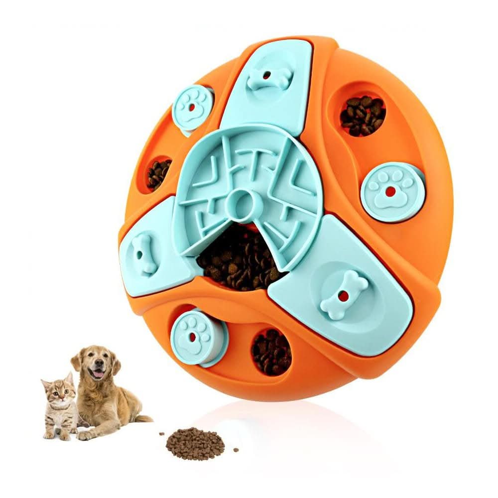 Langsamfutter Puzzlespiel Napf – Interaktiv Gegen-Schling-Napf Für Hunde Mit Dreh & Leckerli-Spiel