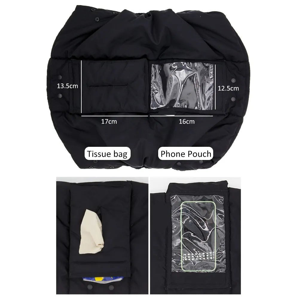 SNUGPUSH – Winddichte Kinderwagenhandschuhe mit Handy- und Taschentuchfach 4