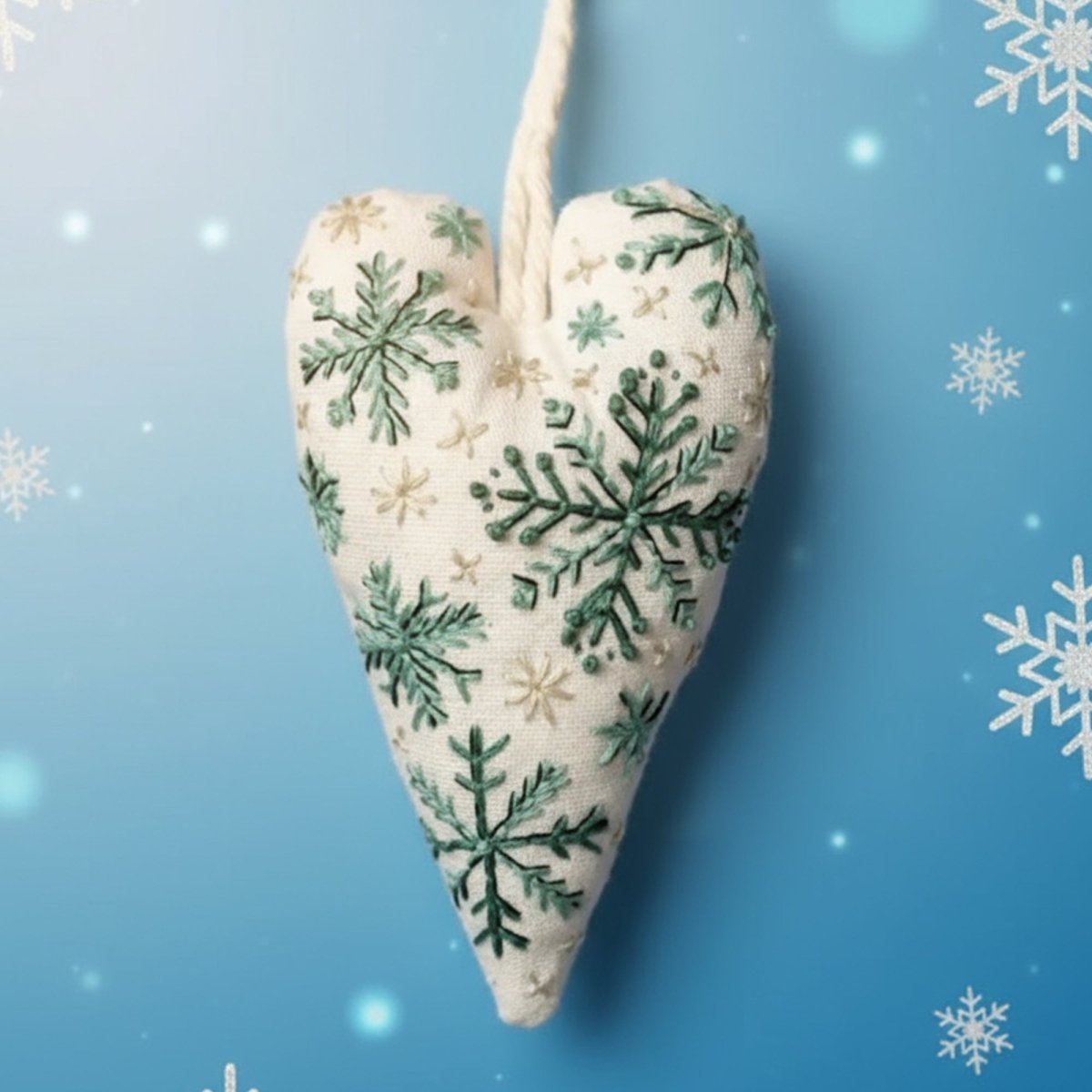 STITCHMAS – DIY-Set für herzförmigen Weihnachtsschmuck mit Stickstoff und Garn 8