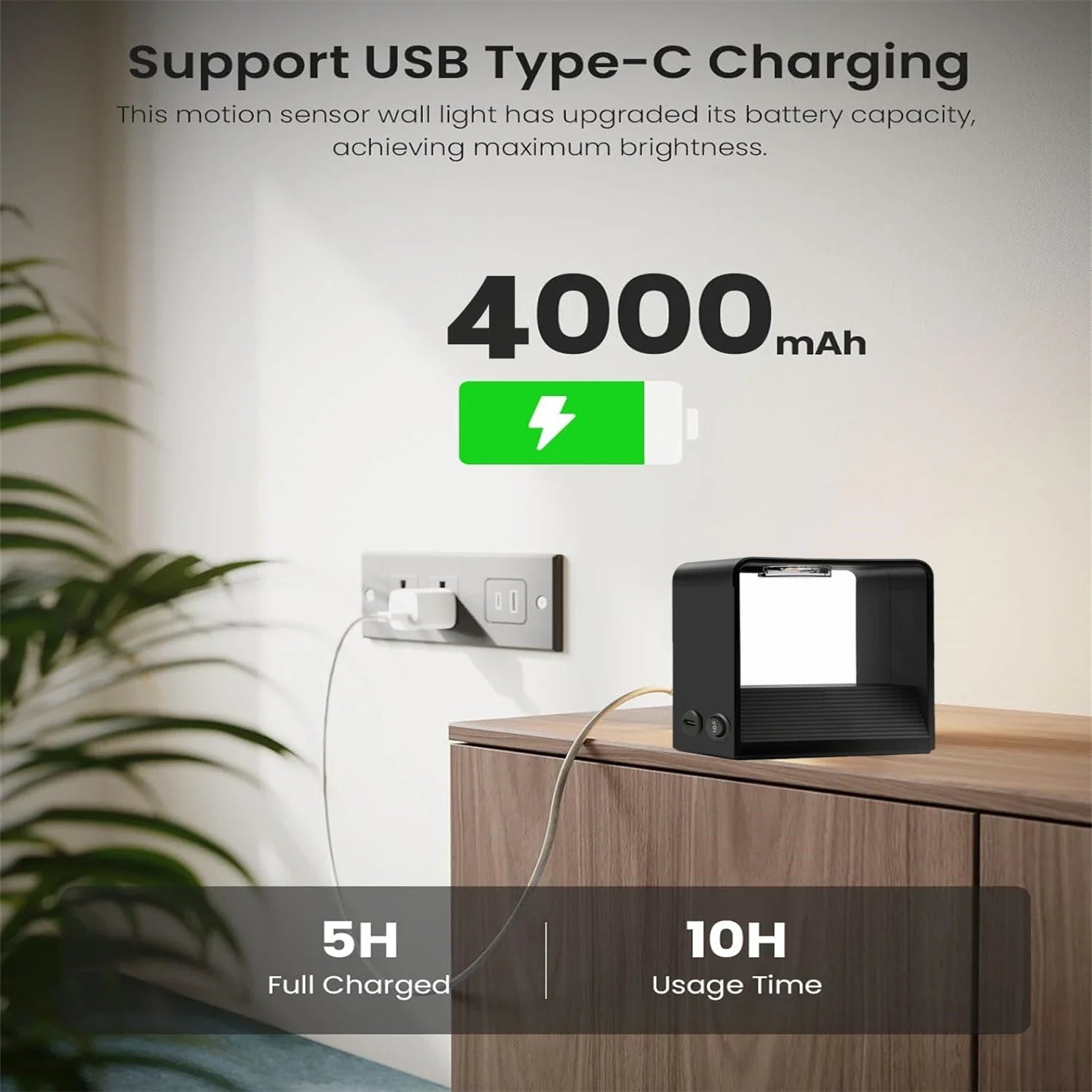 ARCION – Kabellose LED-Wandleuchte Mit Bewegungssensor Und 4000 mAh Akku