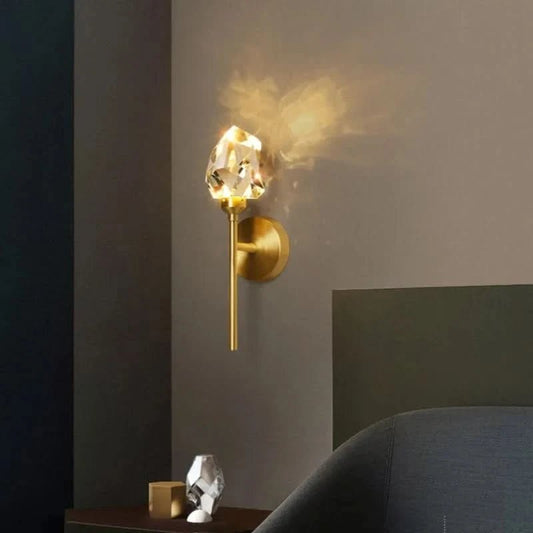 Shanghai Glas-Wandleuchte Goldene Metallfassung und Klares Glas