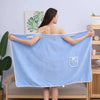 Weicher Damen Korallenfleece Bademantel mit Schulterfrei-Design und Druckknopf-Verschluss