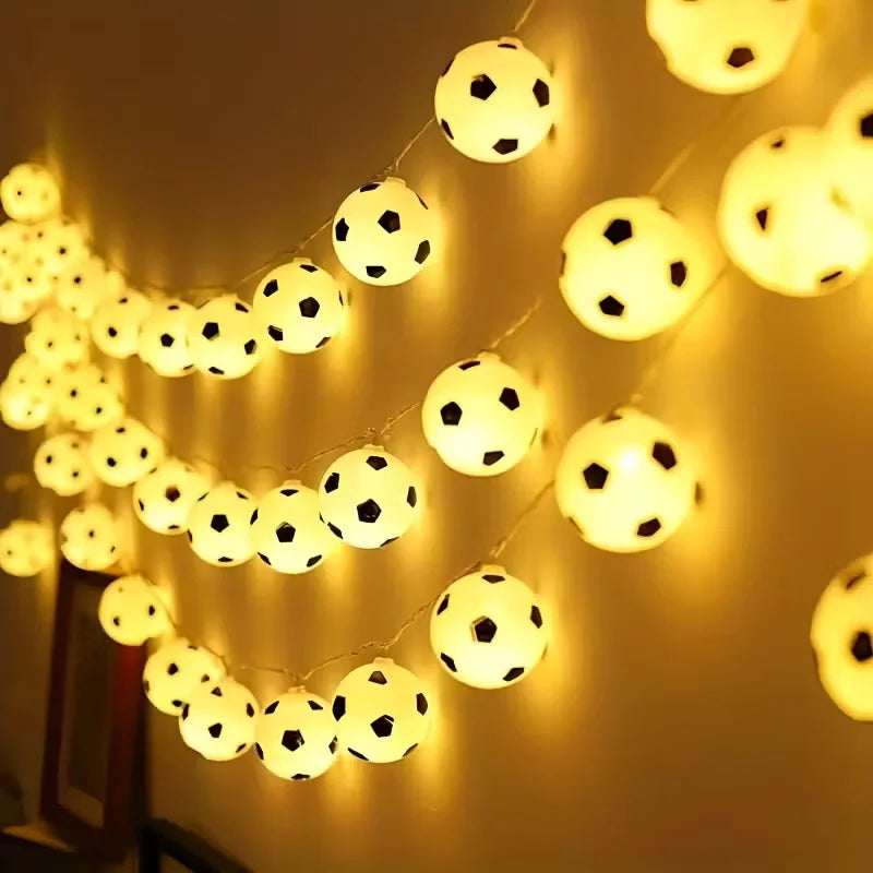 10/20LED Soccer Ball String Lights Battery Operated Football Fairy Lamp for Bedroom Wedding Party Worldcup Decor