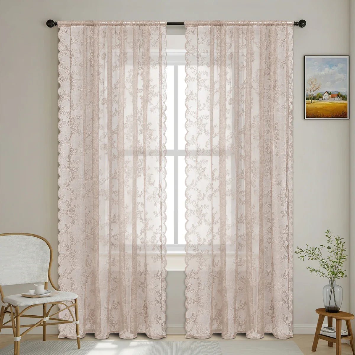 FLORALIA – Romantische Blumen Spitzen Fenster Gardine