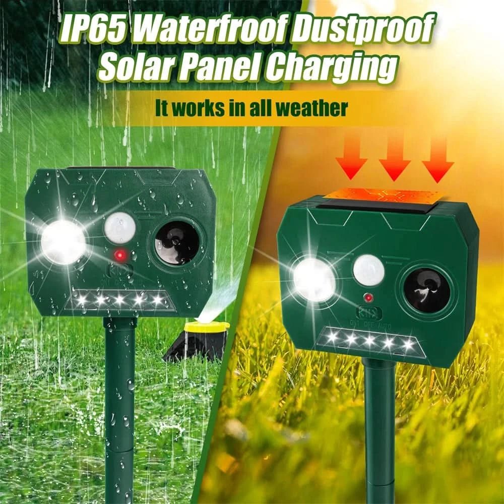Ultraguard Tiervertreiber – Ultraschall Tiervertreiber mit LED-Licht – Wetterfest und Batteriebetrieben