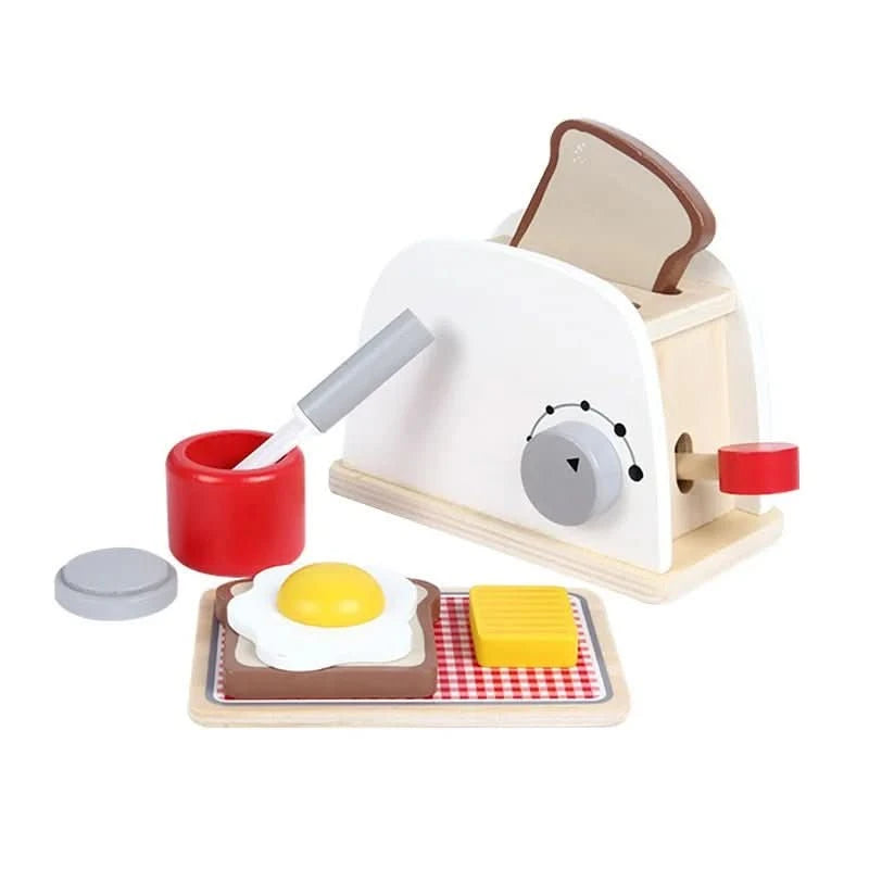 MiniKoch Holzset – Holz Küchen-Spielset – Kaffeemaschine, Toaster und Mixer – Montessori Küche