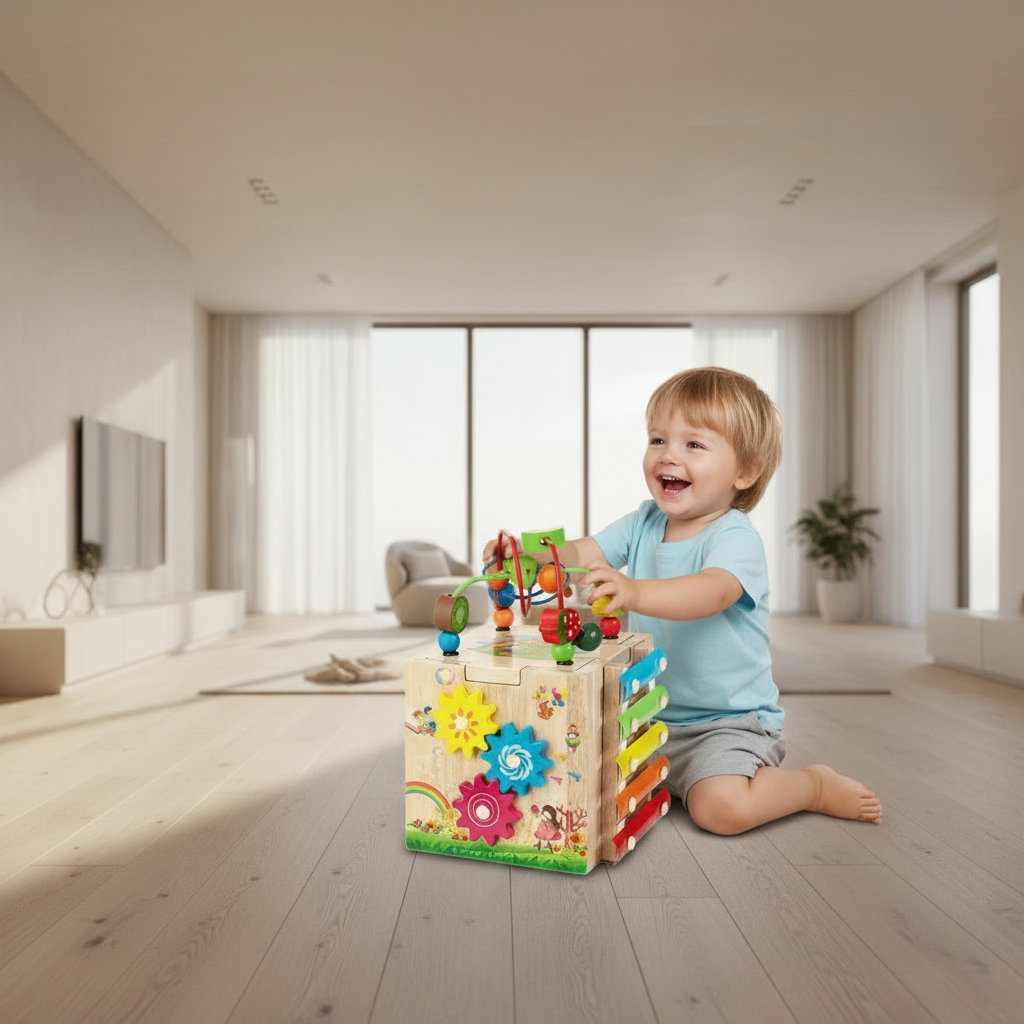 EduCube 8-In-1 – Montessori Lernspielzeug aus Holz für Kleinkinder ab 18 Monaten