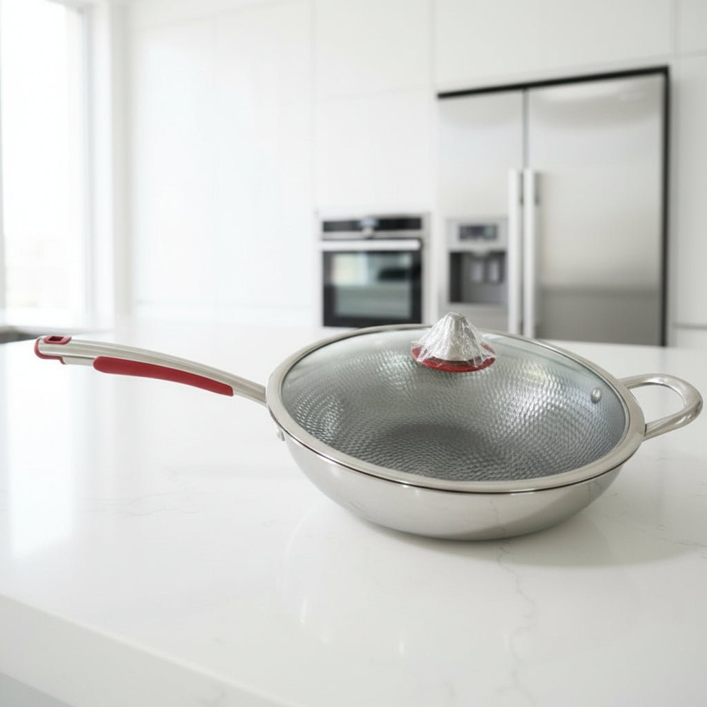 CUISTRON – Premium Titan-Wok mit rundem Boden für Induktionsherde und müheloses Pfannenrühren