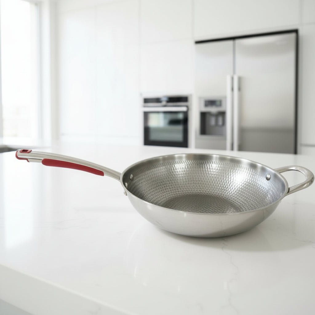 CUISTRON – Premium Titan-Wok mit rundem Boden für Induktionsherde und müheloses Pfannenrühren