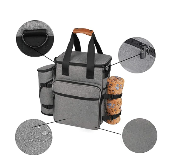 Praktische Hundetasche für Reisen – Multifunktional mit Fächern für Spielzeug und Futter