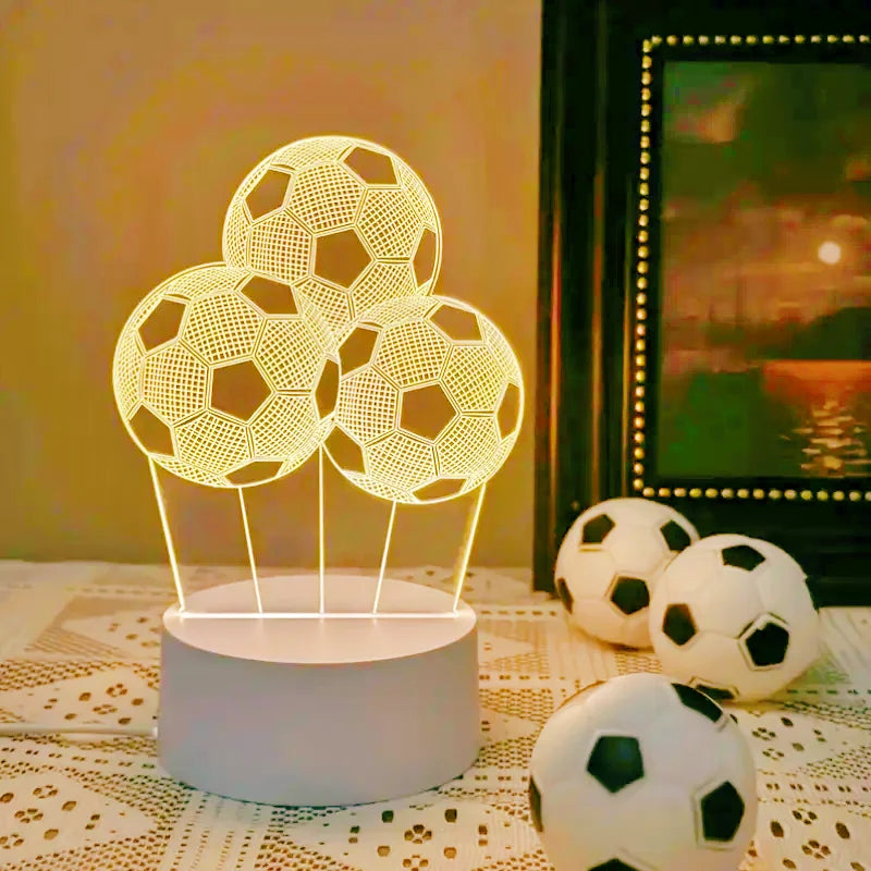 3D football sports night light USB plug bedroom bedside creative desk lamp sports enthusiast gift decoration night light