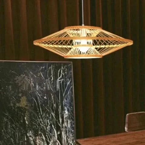 SERELIA Moderne Geometrische Bambus Pendelleuchte Umweltfreundliche Beleuchtung Küche Esszimmer