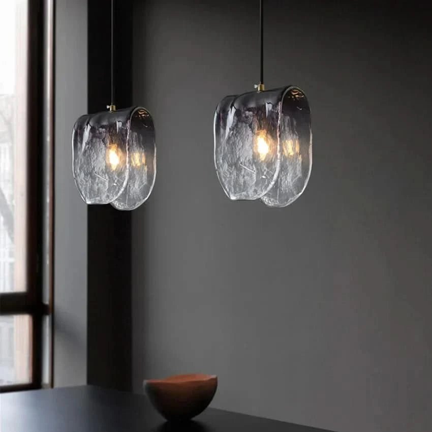 Diana Mattglas Pendelleuchte Grau Gefaltet Design Für Schlafzimmer Küche Café