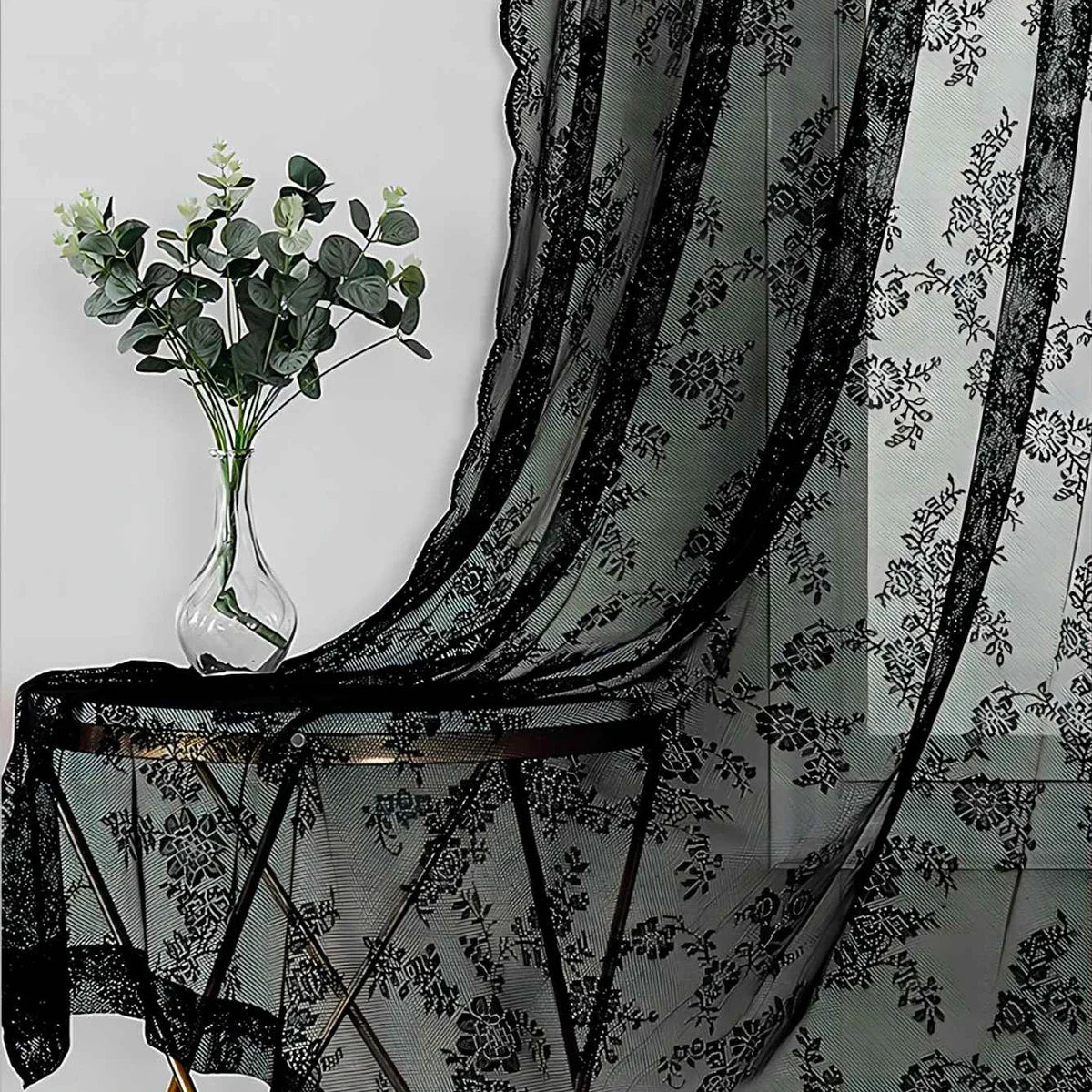 FLORALIA – Romantische Blumen Spitzen Fenster Gardine