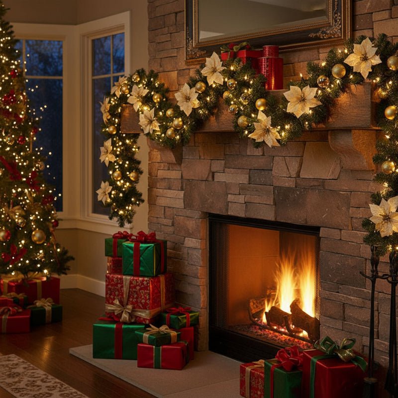 FESTITWINE – Beleuchtete Rattan-Weihnachtsgirlande Mit Warmweißen LED-Lichtern