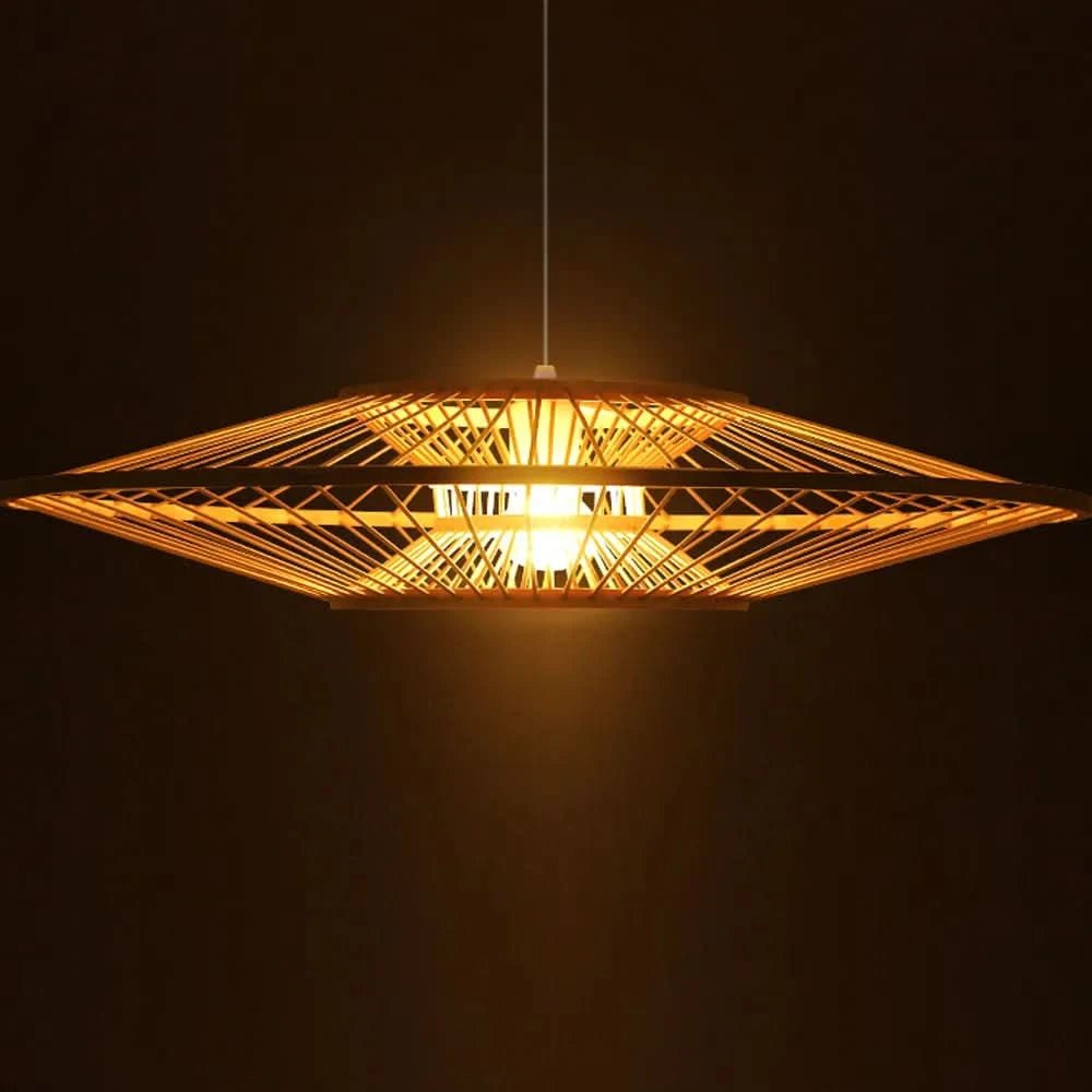 SERELIA Moderne Geometrische Bambus Pendelleuchte Umweltfreundliche Beleuchtung Küche Esszimmer