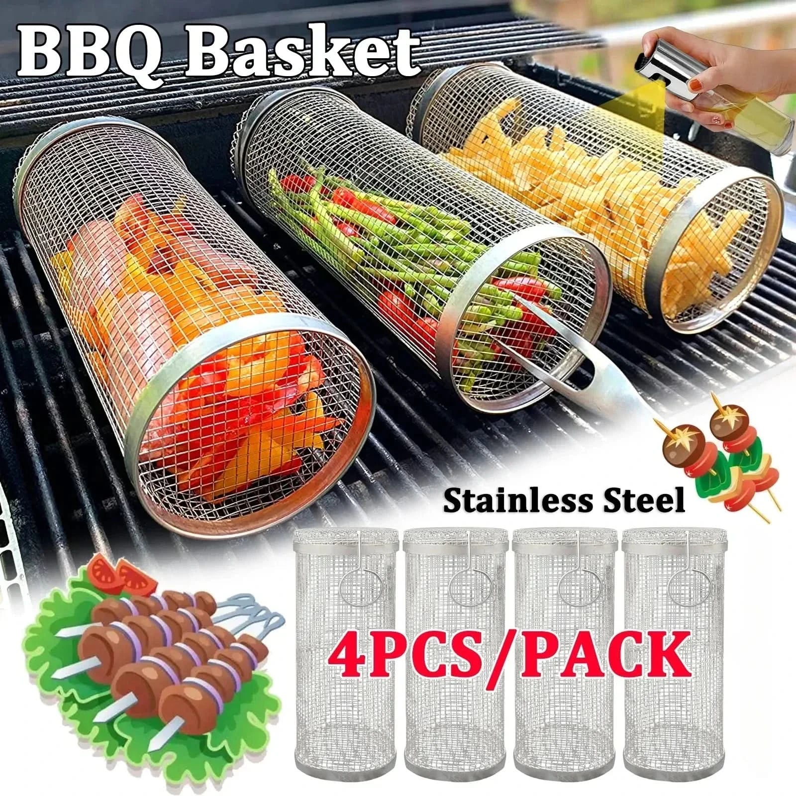 GrillCraft Drehbarer BBQ-Korb – Edelstahl für gleichmäßiges Garen-2