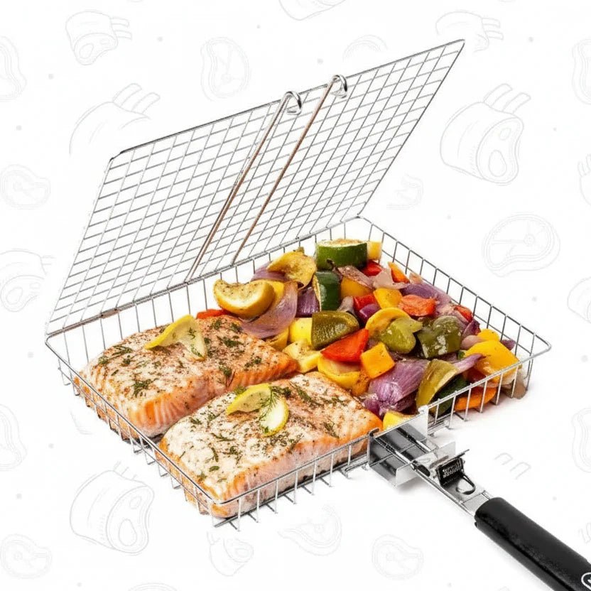 FLAMEFOLD – Faltbarer Edelstahl Grillkorb für Barbecue