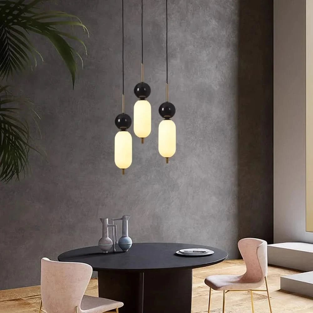 Leona Pendelleuchte Zwei-Ton Marmor Schwarz Modernes Design