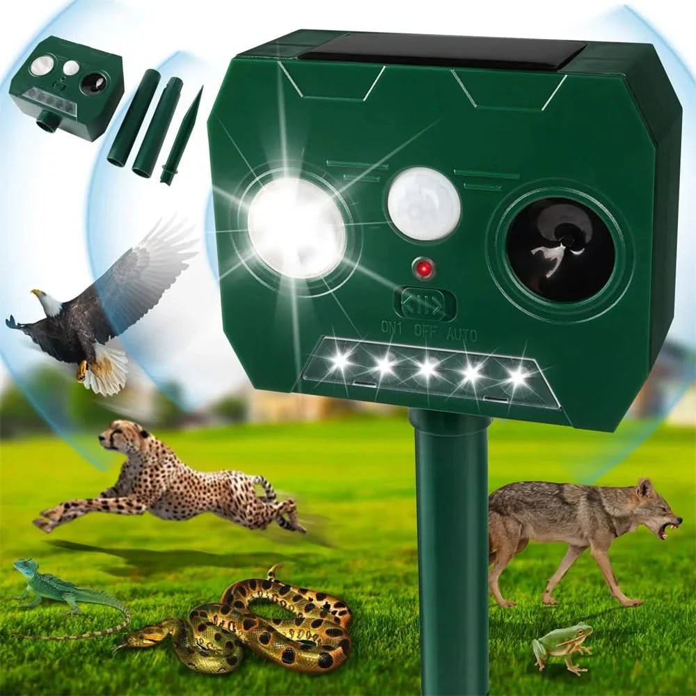 Ultraguard Tiervertreiber – Ultraschall Tiervertreiber mit LED-Licht – Wetterfest und Batteriebetrieben