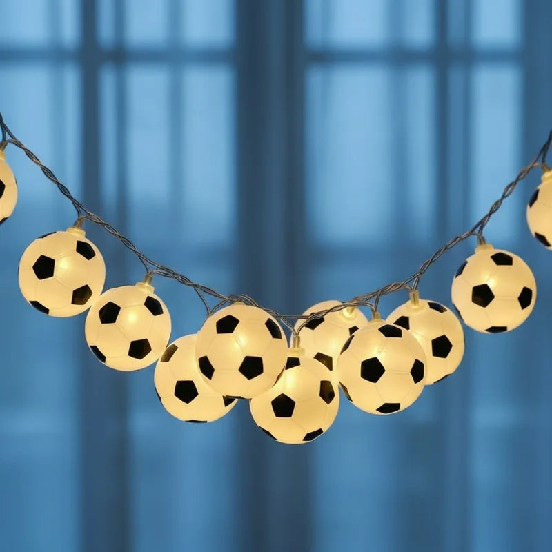 10/20LED Soccer Ball String Lights Battery Operated Football Fairy Lamp for Bedroom Wedding Party Worldcup Decor