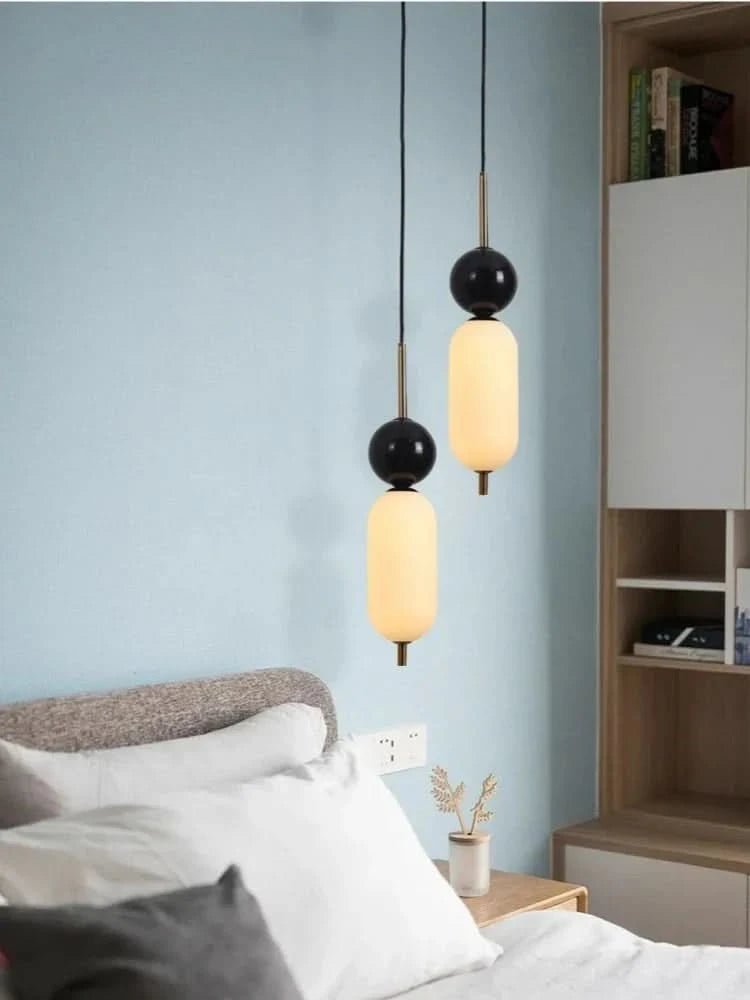 Leona Pendelleuchte Zwei-Ton Marmor Schwarz Modernes Design