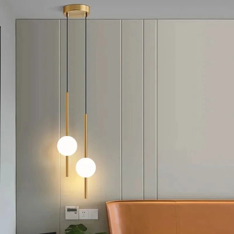 FLORENE Pendelleuchte Doppeldraht-Stangendesign Glasglobus