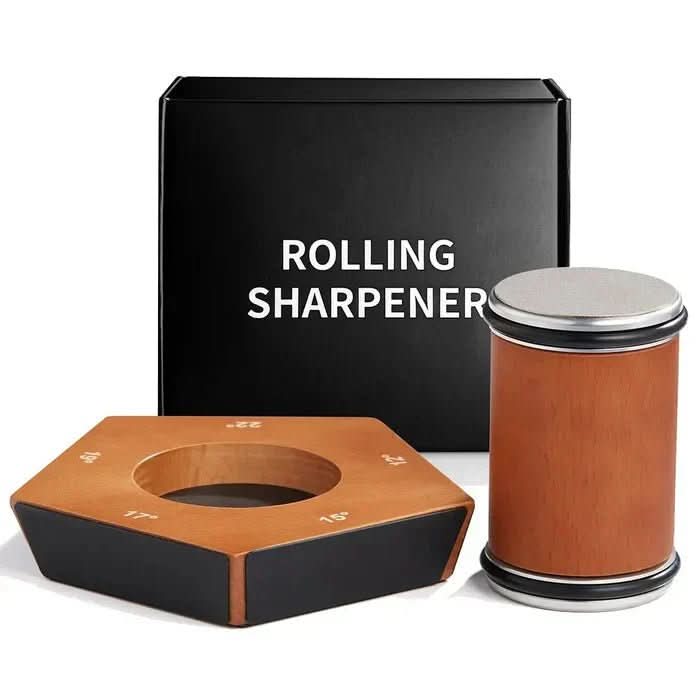 SchärfRoll Diamant-Rollmesserschärfer – Manueller Messerschärfer Mit Holz- & Diamantsteinen