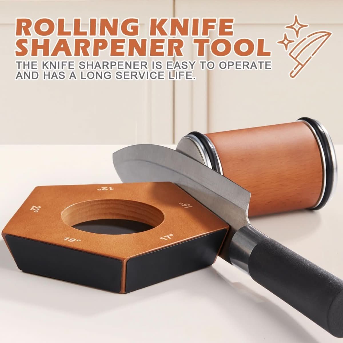 SchärfRoll Diamant-Rollmesserschärfer – Manueller Messerschärfer Mit Holz- & Diamantsteinen