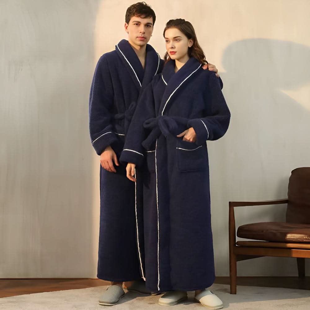 KorallenHafen – Sherpa Fleece Bademantel Unisex Mit Schalkragen