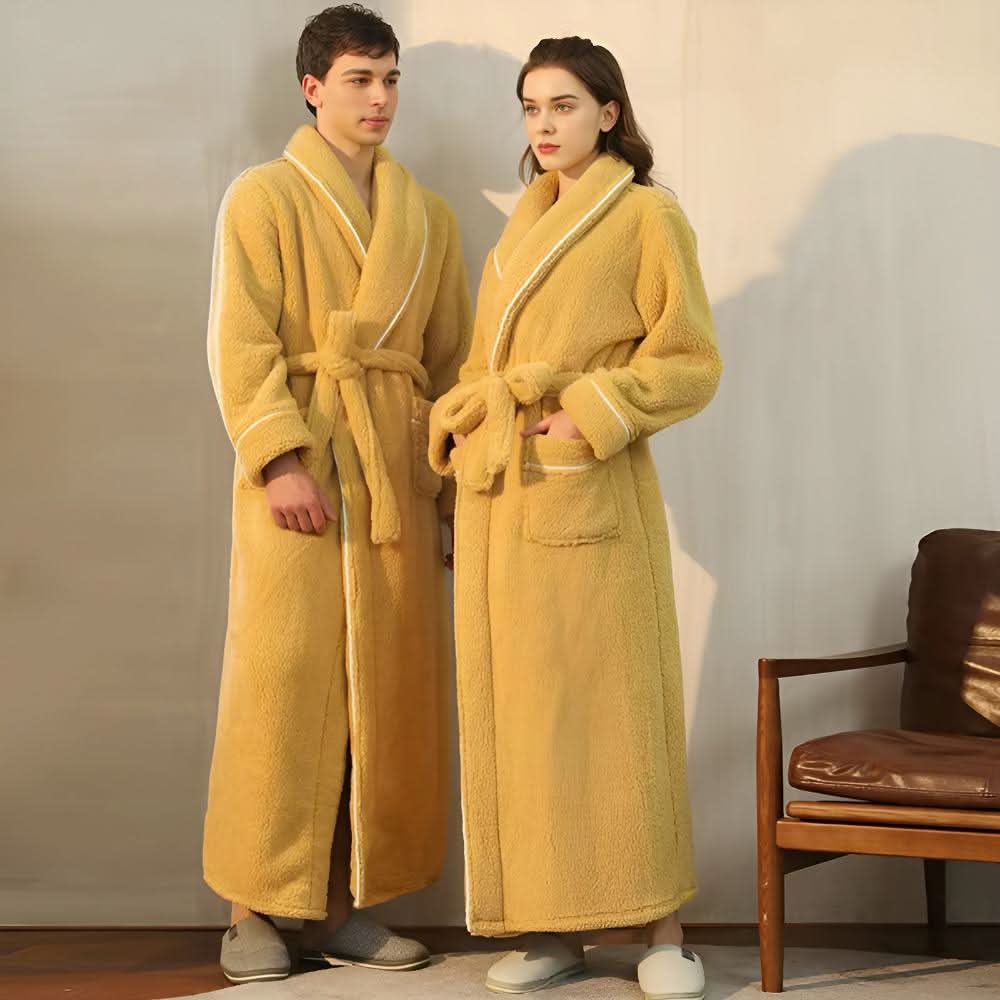 KorallenHafen – Sherpa Fleece Bademantel Unisex Mit Schalkragen