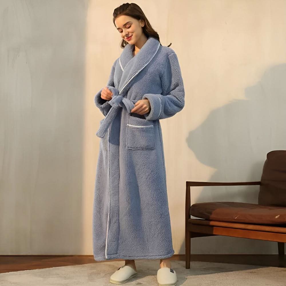 KorallenHafen – Sherpa Fleece Bademantel Unisex Mit Schalkragen