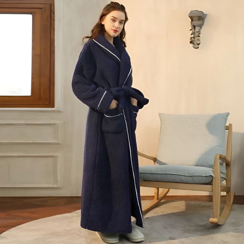 KorallenHafen – Sherpa Fleece Bademantel Unisex Mit Schalkragen