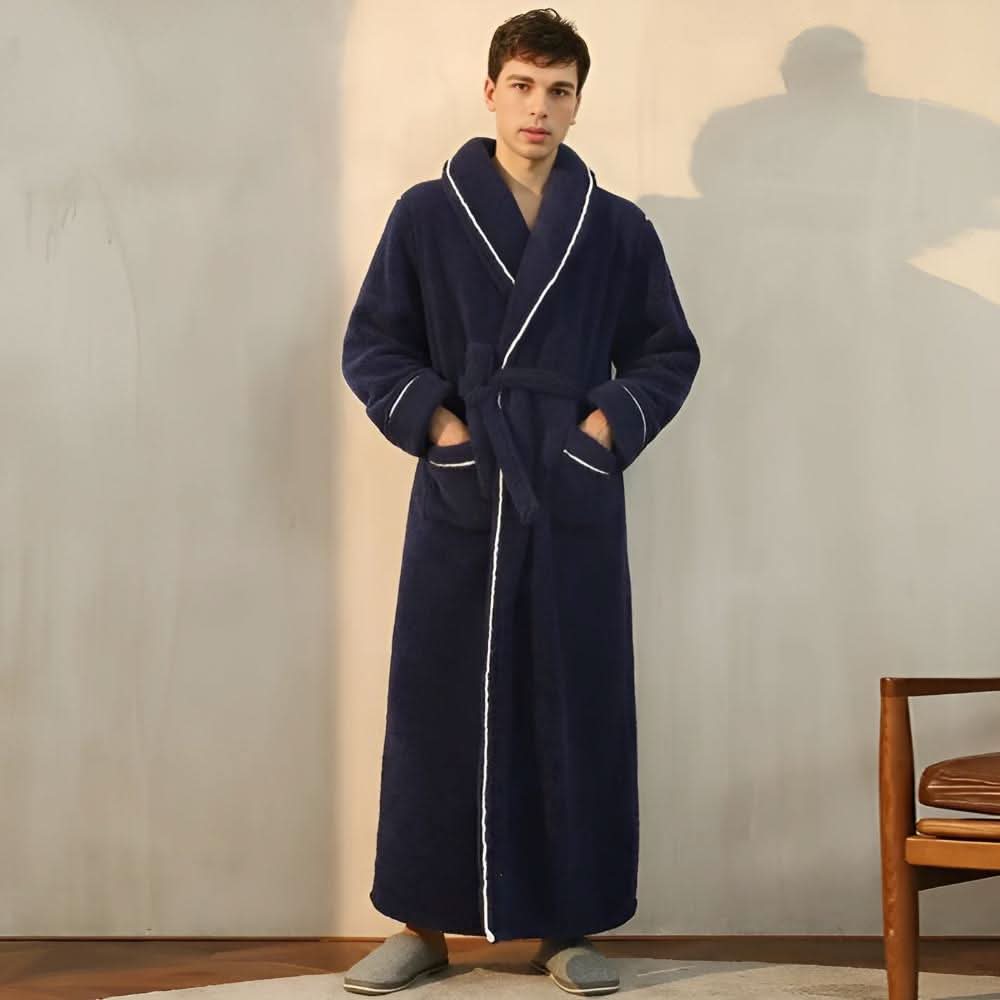 KorallenHafen – Sherpa Fleece Bademantel Unisex Mit Schalkragen