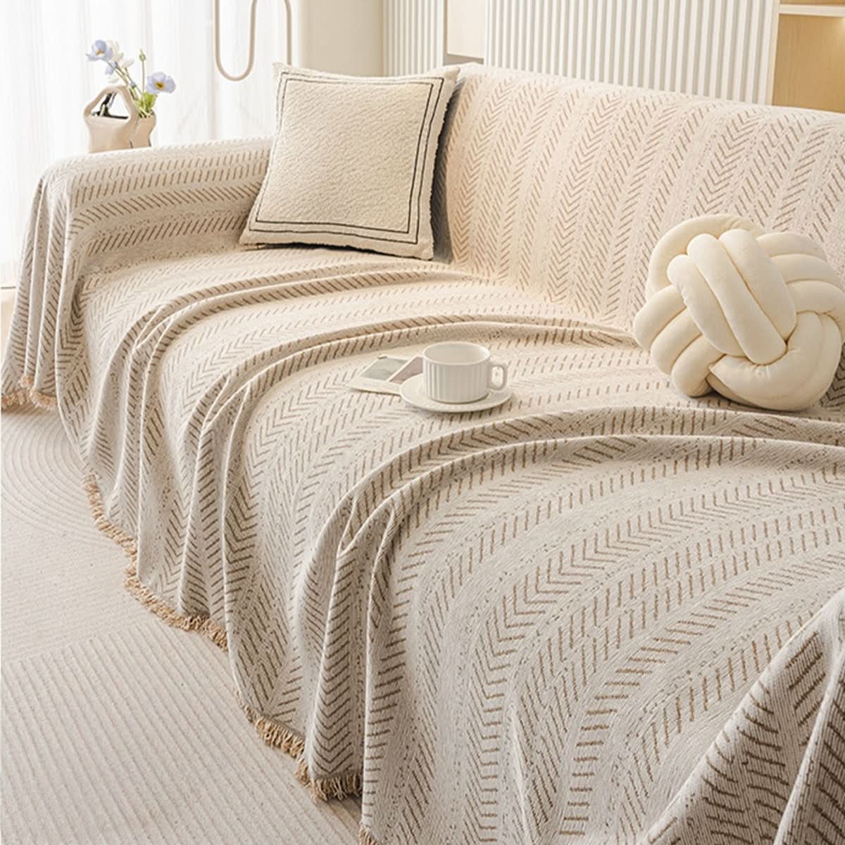 TexturaHome – Kratzfester & Waschbarer Chenille Sofabezug für Stilvolle Wohnräume