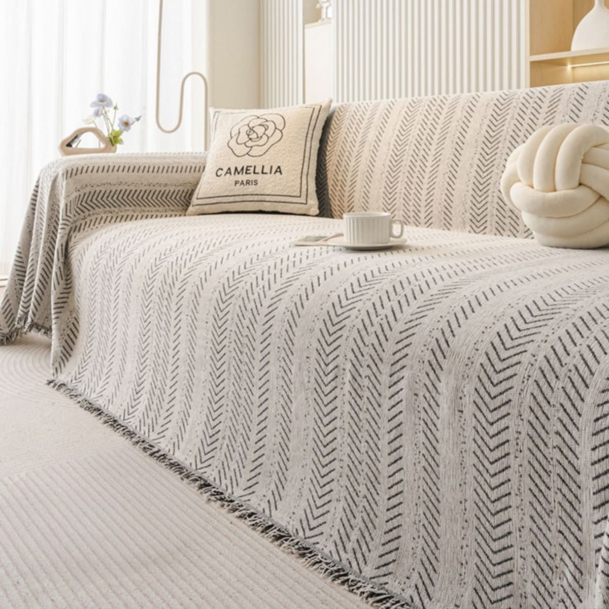 TexturaHome – Kratzfester & Waschbarer Chenille Sofabezug für Stilvolle Wohnräume