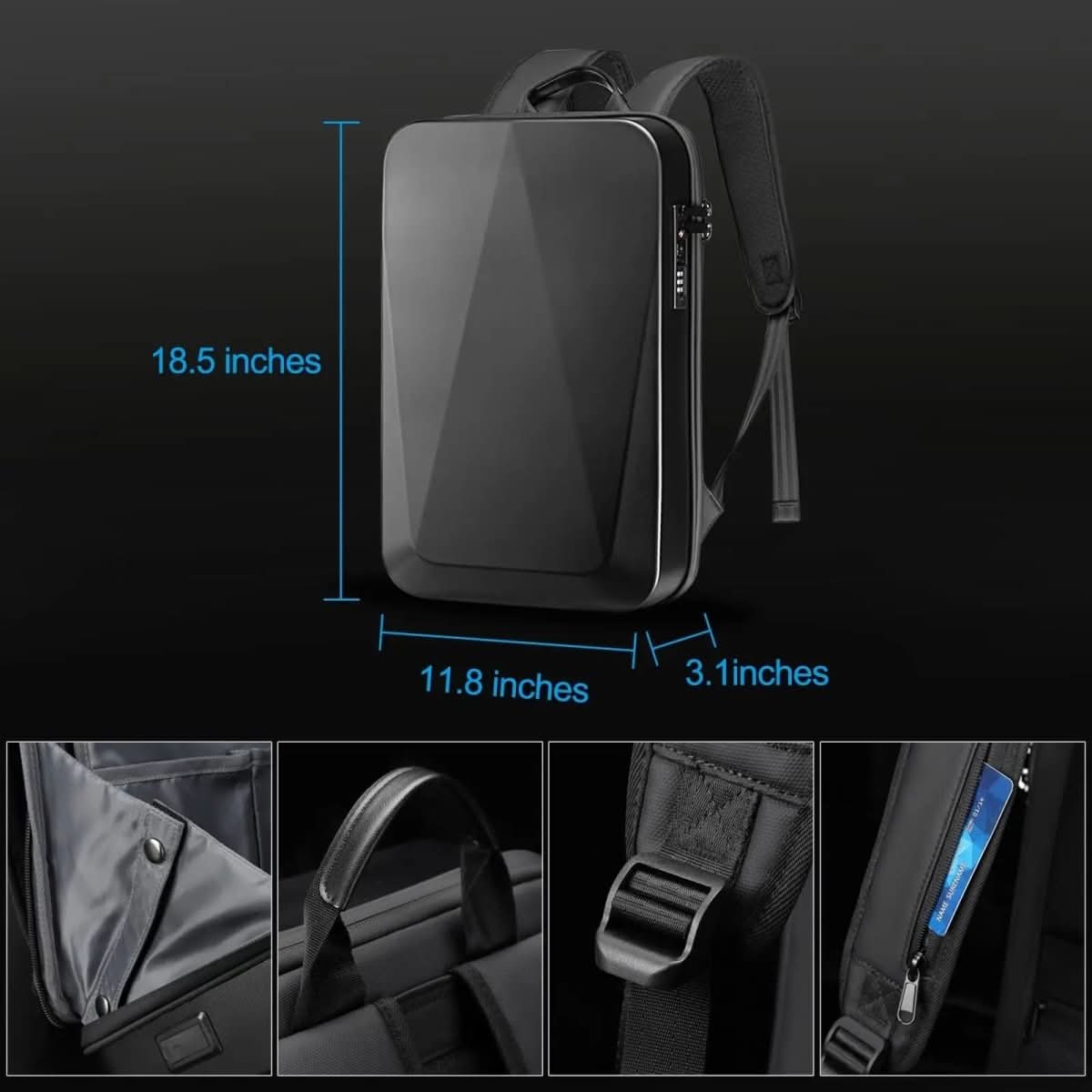 Techschutz Rucksack – Laptoprucksack mit Diebstahlschutz, USB & Hartschale