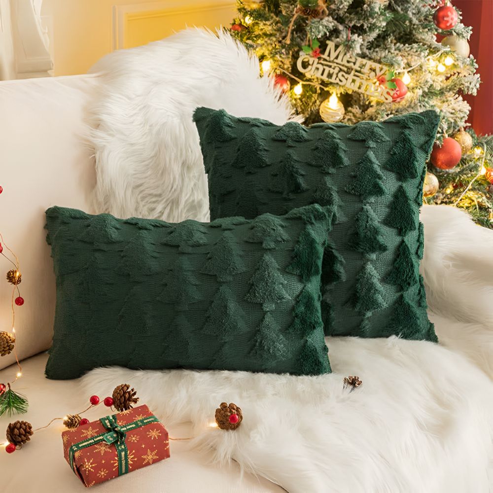 TREEBLISS – Kuscheliger Plüsch-Weihnachtsbaum-Kissenbezug mit ultraweichem Stoff 0