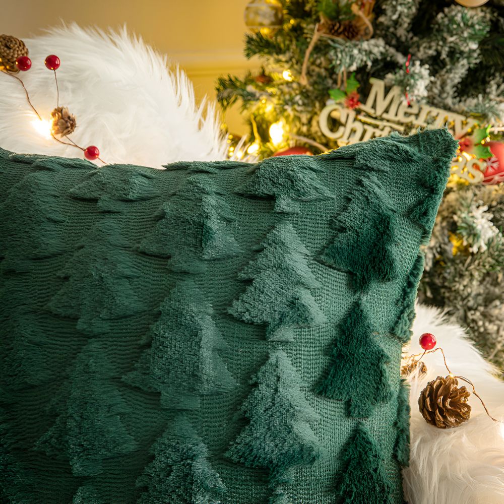 TREEBLISS – Kuscheliger Plüsch-Weihnachtsbaum-Kissenbezug mit ultraweichem Stoff 5