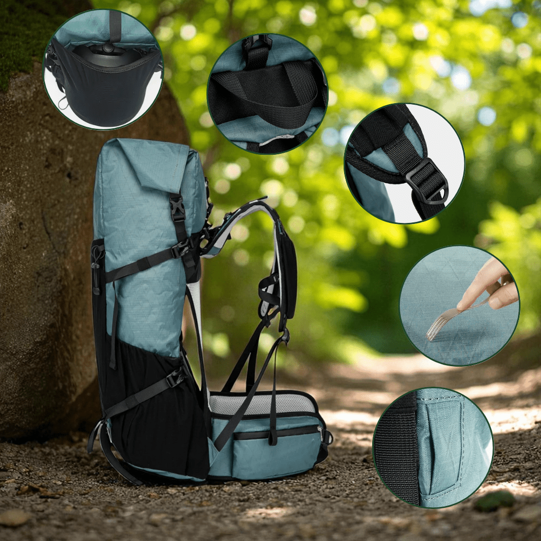 ULTREA Pack – Ultraleichter 50L Abenteuerrucksack mit Rolltopverschluss und Reißfestes-Nylon