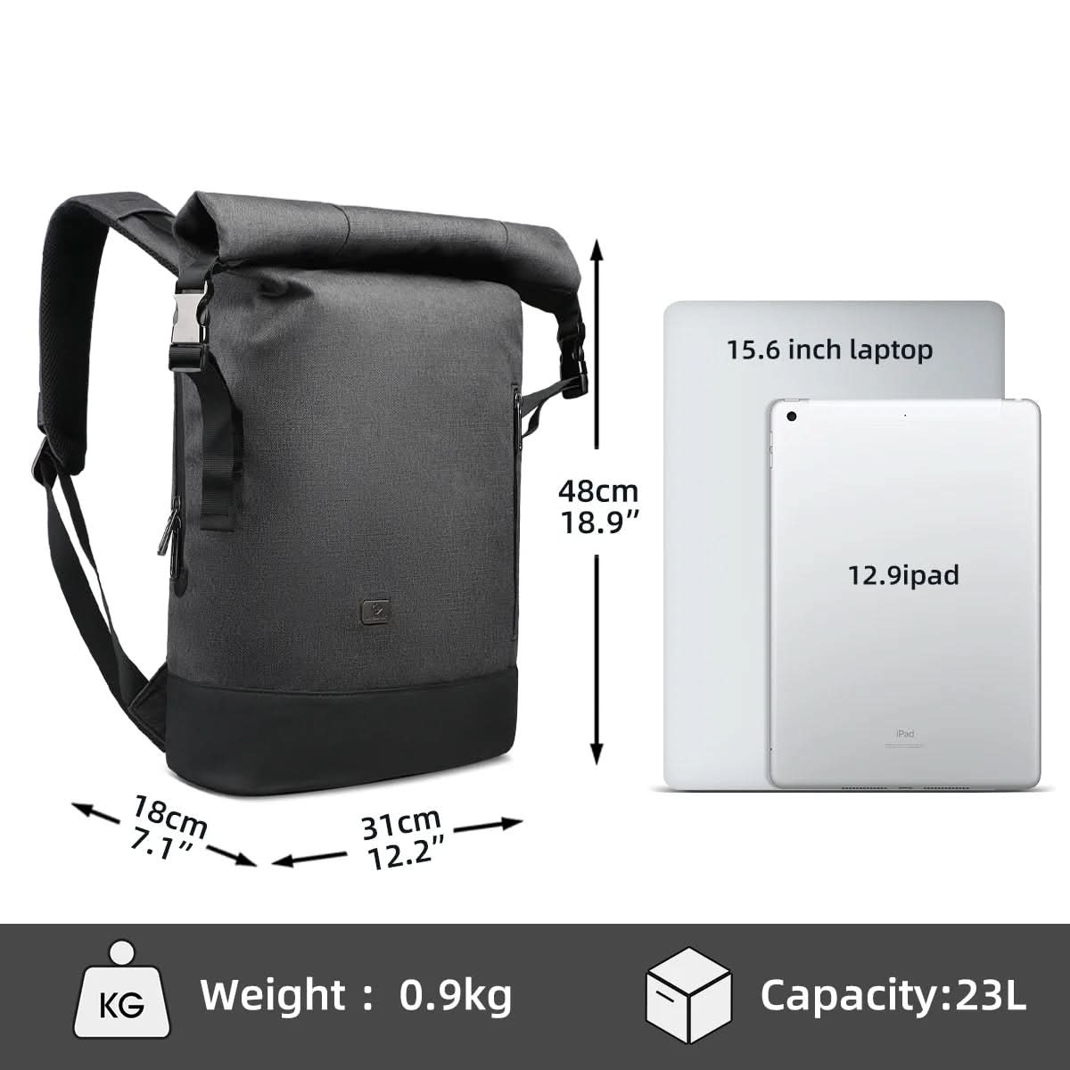 Stadttrail Rolltop Rucksack – Flexibler Tagesrucksack Mit USB Und Laptopfach