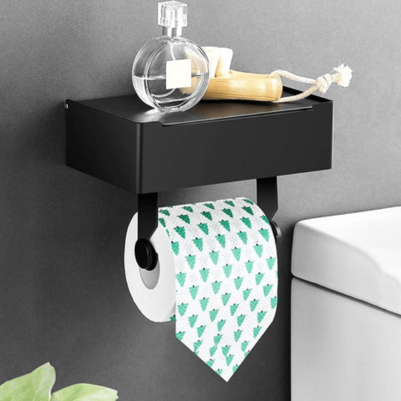 STAHLDELUXE Toilette Halter – Toilettenpapierhalter aus Edelstahl mit Wasserdichtem Ablagefach für Handy & Hygieneartikel