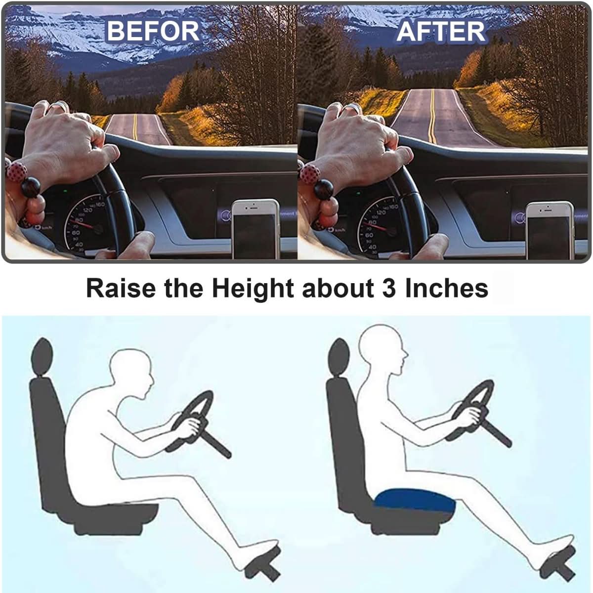DRIVEUP – Ergonomisches Autositzkissen für bessere Sicht und Komfort