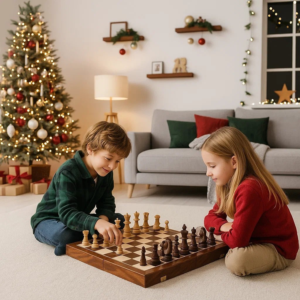 WALNORIS – Premium-Schachset aus Holz mit klassischem, klappbarem Walnussholzbrett 1
