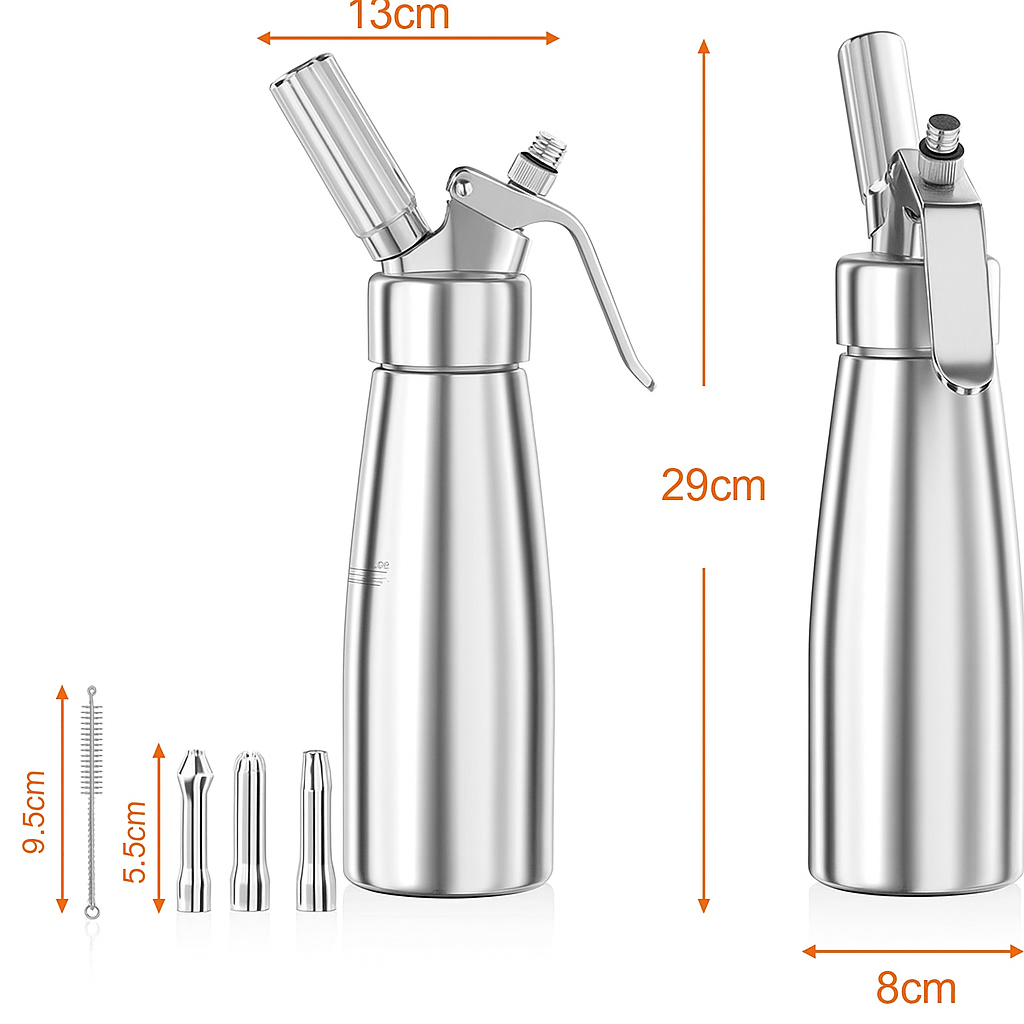 WHIPTRON – 500-ml-Sahnespender aus Aluminium mit 3 Düsen 6
