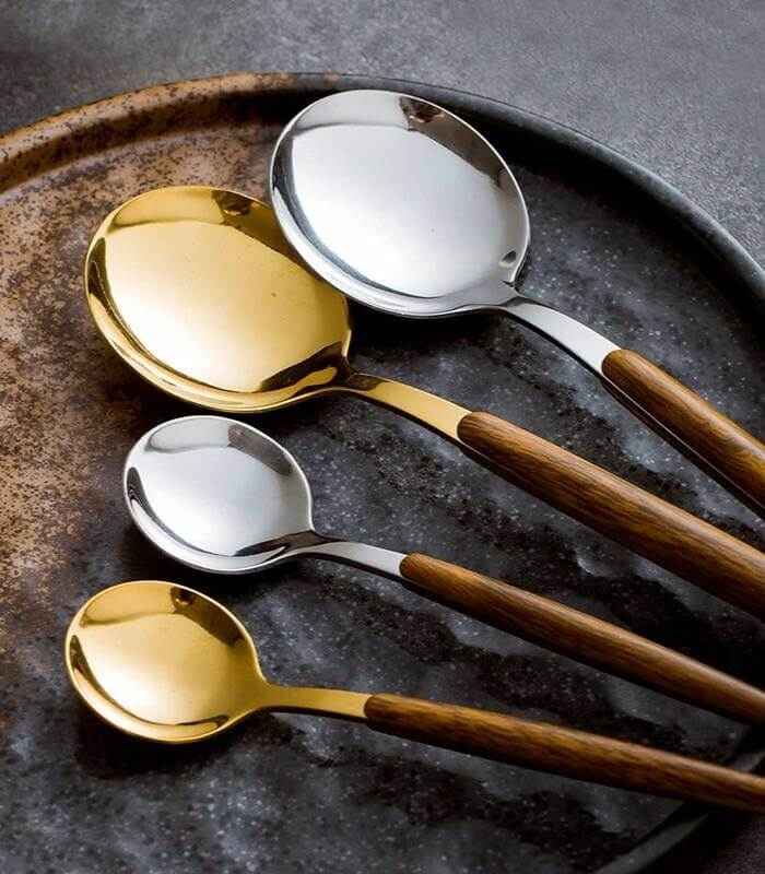 WOODSTEEL – Elegantes 30-teiliges Besteckset mit Holzakzenten 7
