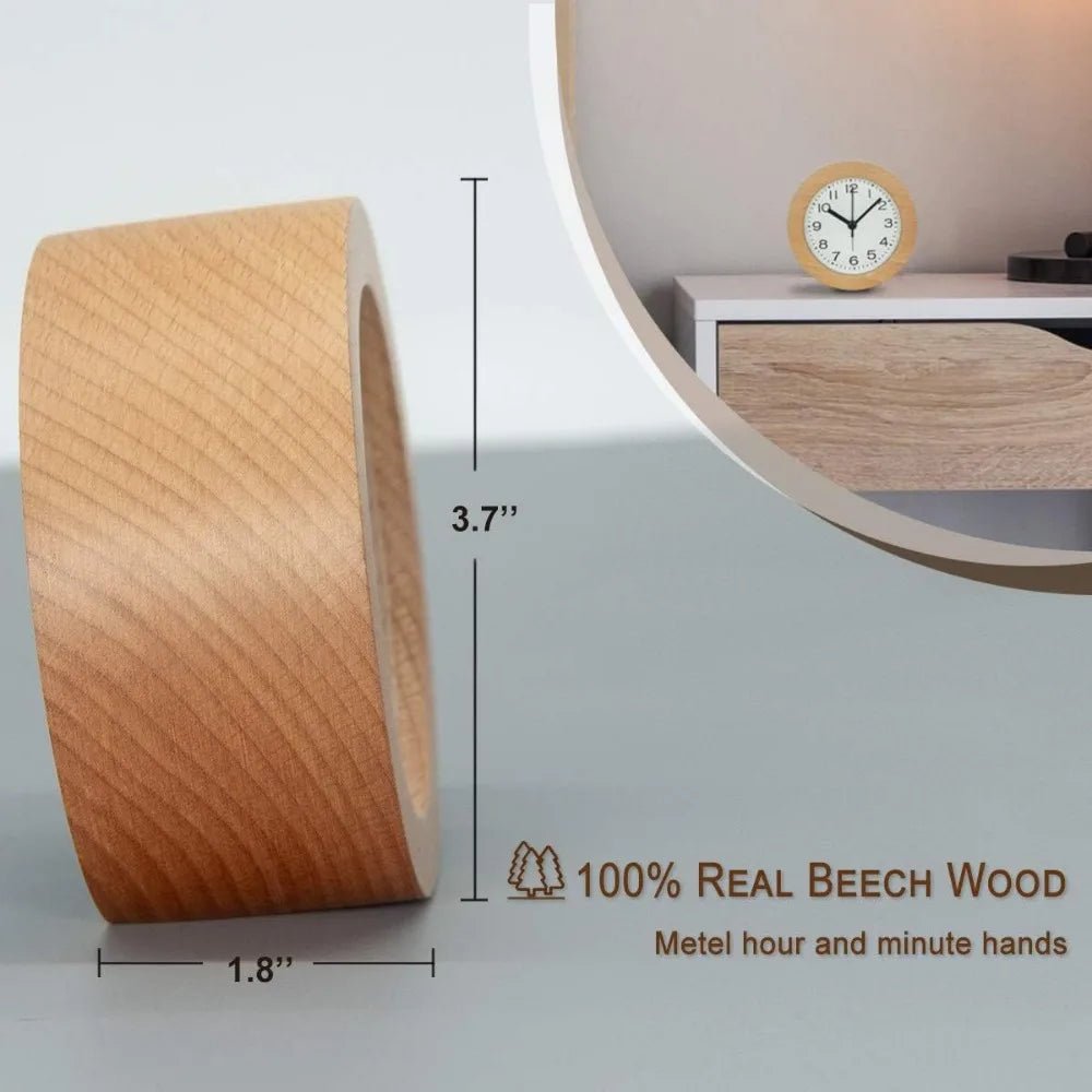 WOODTIME – Lautloser, nicht tickender Wecker aus Holz 4