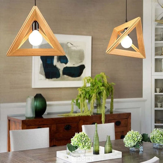 Auffällige Beleuchtung Dreieckige Holzleuchte Wärme Eleganz Küche Essbereiche Moderne Wohnräume