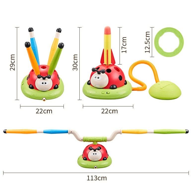 SpielMax 3-in-1 Spielset – Springseil, Ringwurf & Pedalrakete Für Drinnen & Draußen